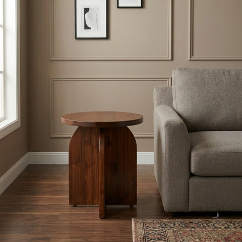 PRITI Modern Round Wooden Side Table