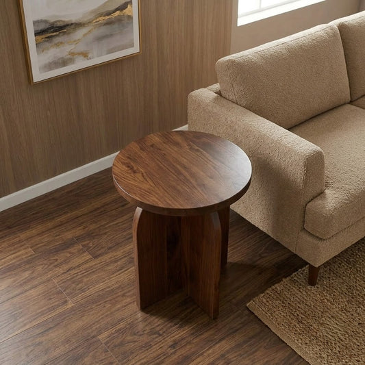 PRITI Modern Round Wooden Side Table