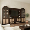 PRITI Premium Solid Wood TV Unit with Cane Panel Cabinets in Dark Walnut Sheesham Finish