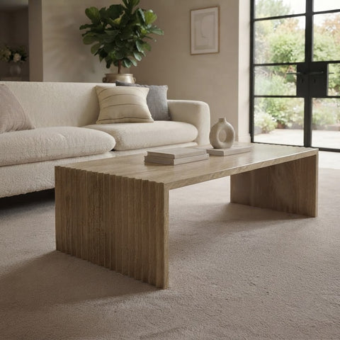 PRITI Travertine U Shaped Coffee Table