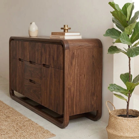 PRITI Sheesham Wood Sideboard with Storage | Walnut Finish