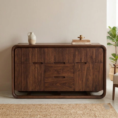 PRITI Sheesham Wood Sideboard with Storage | Walnut Finish
