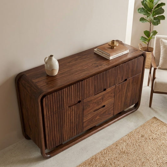 PRITI Sheesham Wood Sideboard with Storage | Walnut Finish