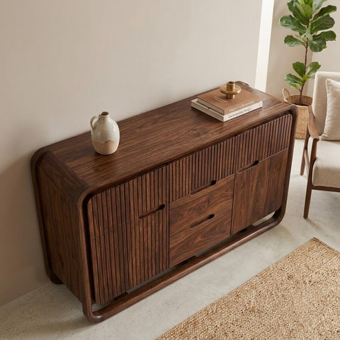 PRITI Sheesham Wood Sideboard with Storage | Walnut Finish