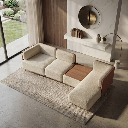 PRITI Luxury Cream Boucle Sectional Sofa for Modern Living Room