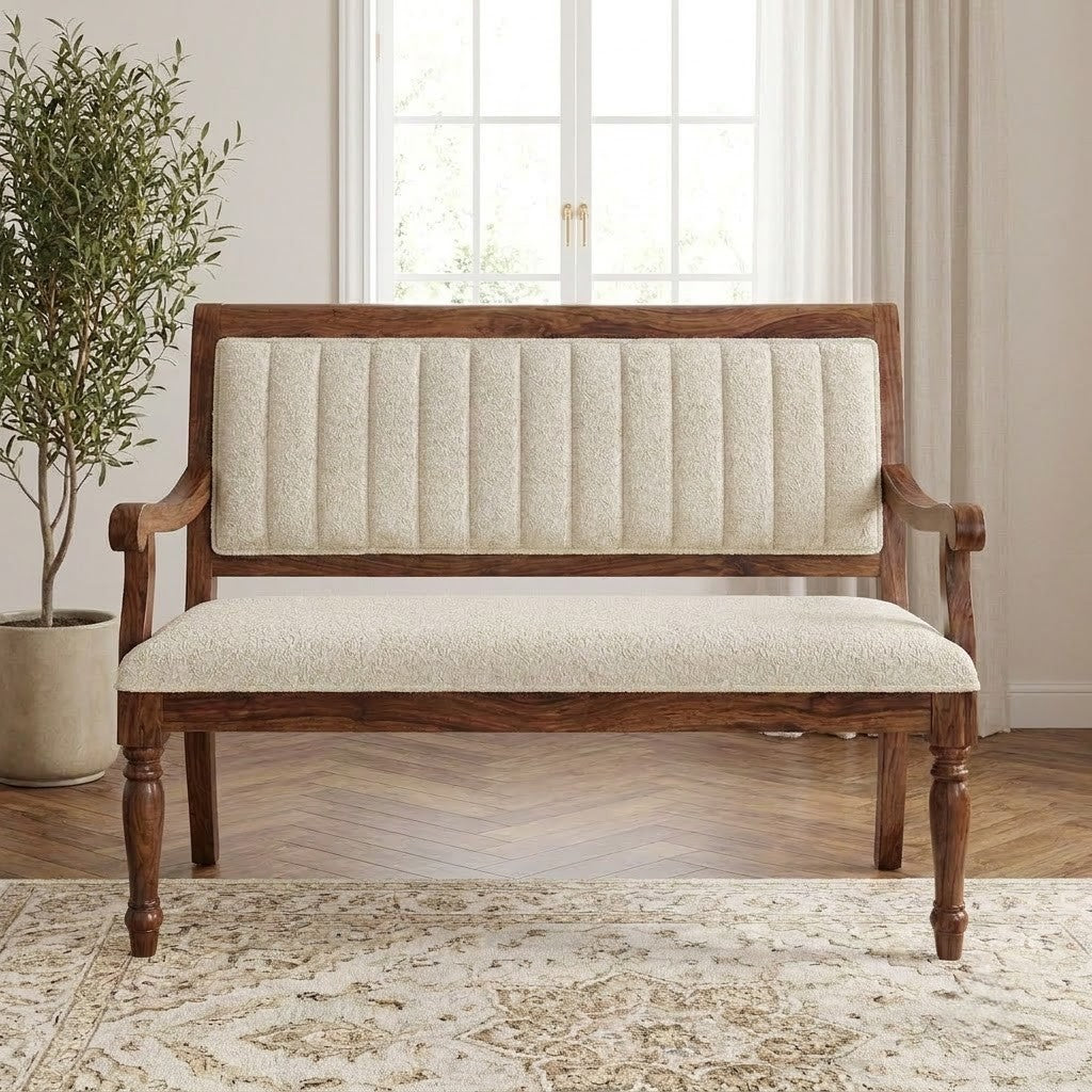 PRITI luxury sheesham wood bench for modern home seating