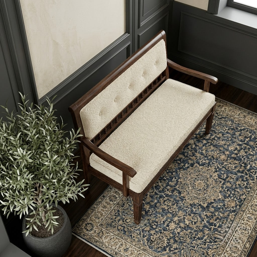 PRITI solid sheesham wood seating bench for modern home interiors