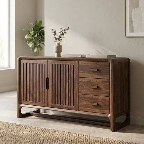 PRITI Dark Walnut Sheesham Wood Sideboard Cabinet