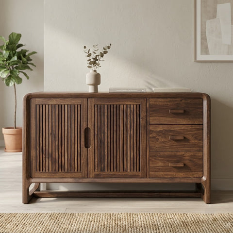 PRITI Dark Walnut Sheesham Wood Sideboard Cabinet