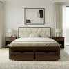 PRITI Premium Sheesham Wood Bed with Fabric Headboard