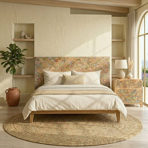 Handcrafted Mango Wood Ethnic Headboard-19