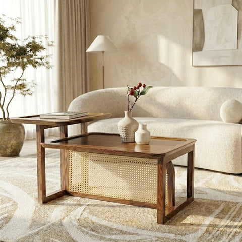 PRITI Solid Wood Coffee Table | Wooden Coffee Table for Living Room