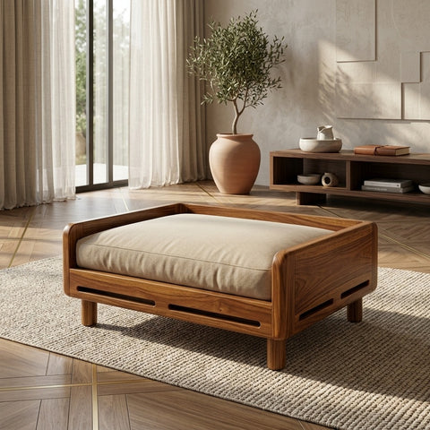 PRITI Solid Sheesham Wood Pet Daybed | Cat Bed | Dog Bed