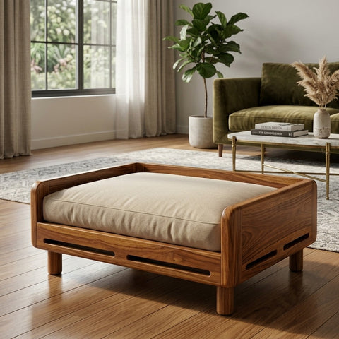 PRITI Solid Sheesham Wood Pet Daybed | Cat Bed | Dog Bed