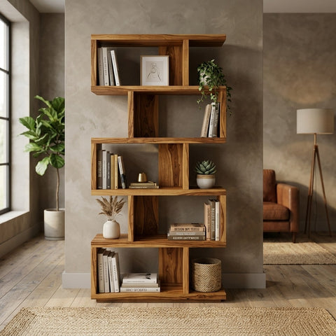 PRITI Sheesham Wood Ladder Book Shelf (Honey Finish)