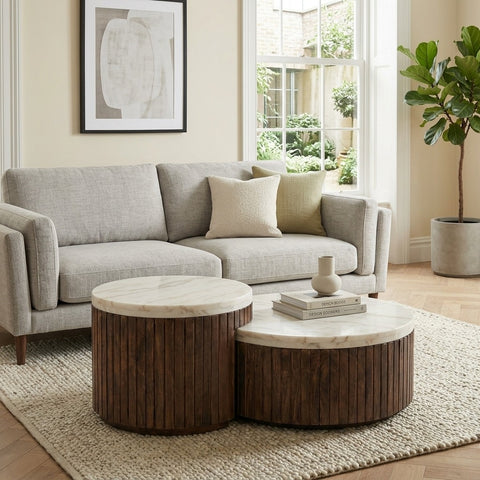 PRITI Wooden Coffee Table with Marble