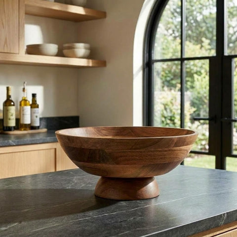 PRITI Solid Acacia Wood Decorative Bowl for Dining & Home Décor