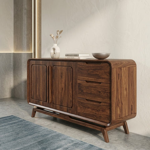 PRITI Walnut Finish Sheesham Storage Sideboard