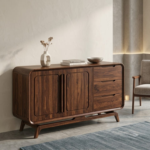 PRITI Walnut Finish Sheesham Storage Sideboard