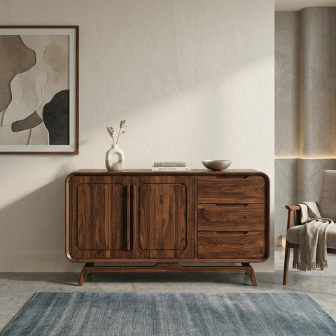 PRITI Walnut Finish Sheesham Storage Sideboard