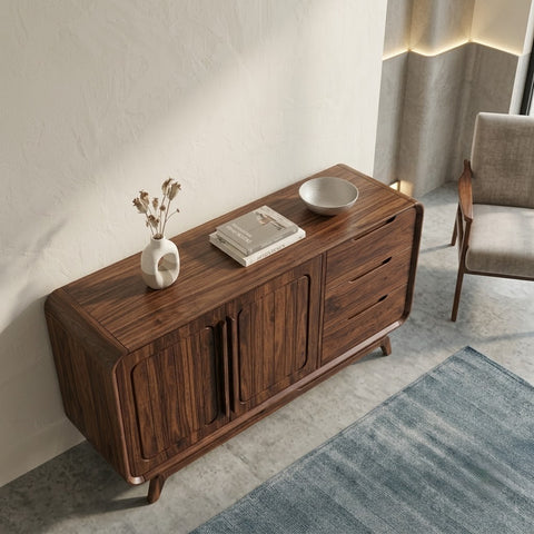 PRITI Walnut Finish Sheesham Storage Sideboard