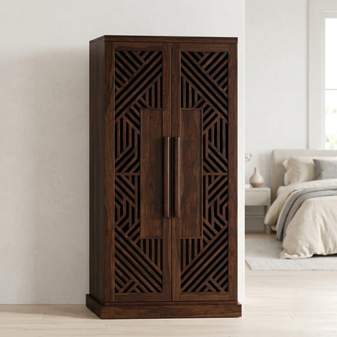 Wooden Almirah for Clothes | Dark Walnut Sheesham PRITI
