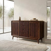 Wooden Sideboard, Fluted Front, Walnut Finish