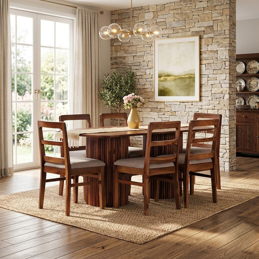 PRITI Solid Wood Dining Table Set
