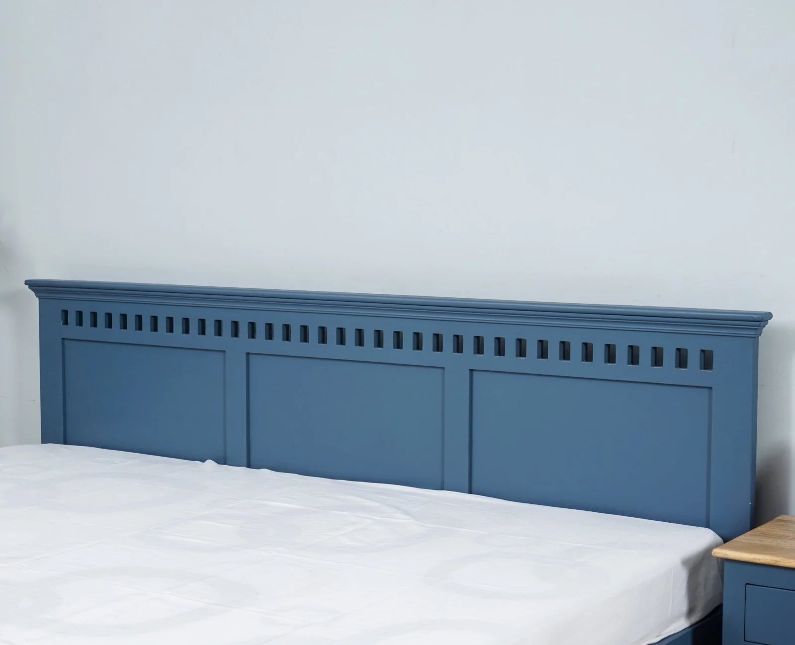 PRITI Solid Wood Queen Size Bed - Blue