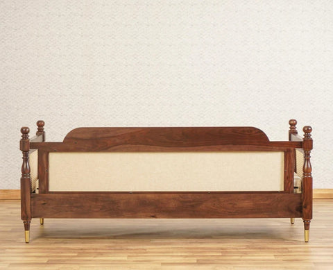 PRITI Wood Rattan Cane three Seater sofa