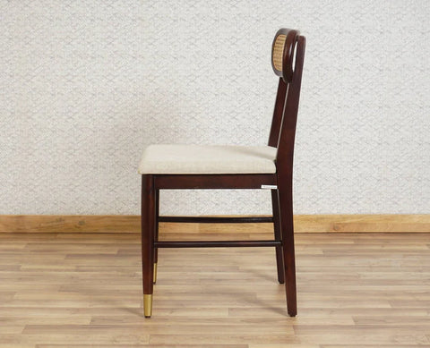 PRITI Solid Wood Rattan Cane Dining Table Four Seater Set