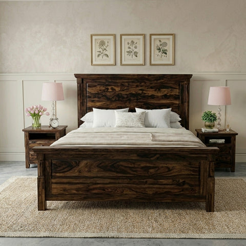 Nantes Solid Wood King Size Bed