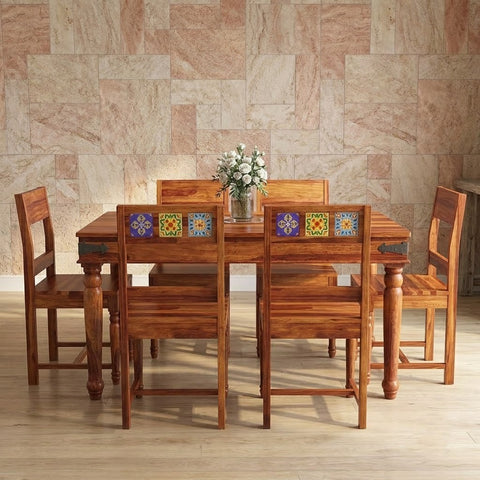 PRITI : Woodenio 6 Seater Dining Table Set