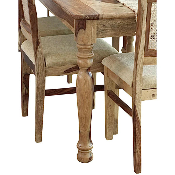 PRITI Round Leg Dining Table With Cane Weave Chairs
