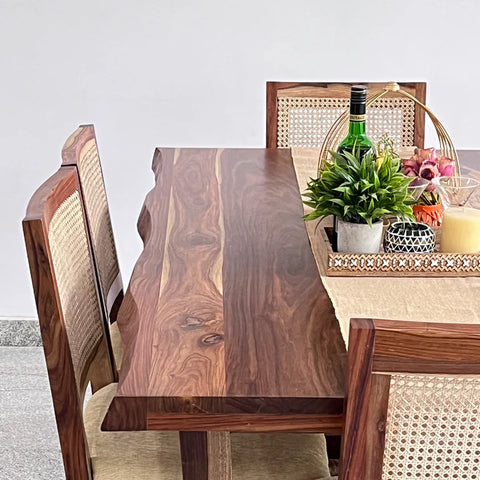 PRITI Dining Table With Cane Weave Chairs