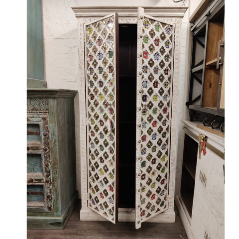 Wooden White Distress Finish Cabinet