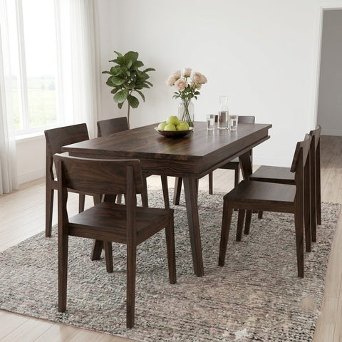 PRITI : Pasig Modern Rustic Solid Wood Dining Table and 6 Chair Set