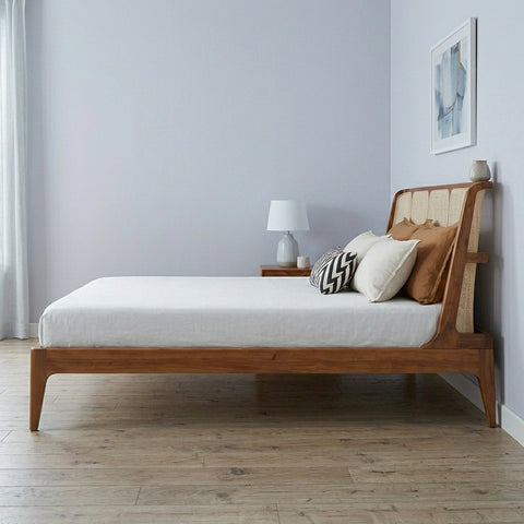 PRITI King Size Bed with Rattan