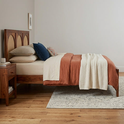PRITI Wood and Cane Bed: Elegant, Durable & Comfort-Enhancing Design