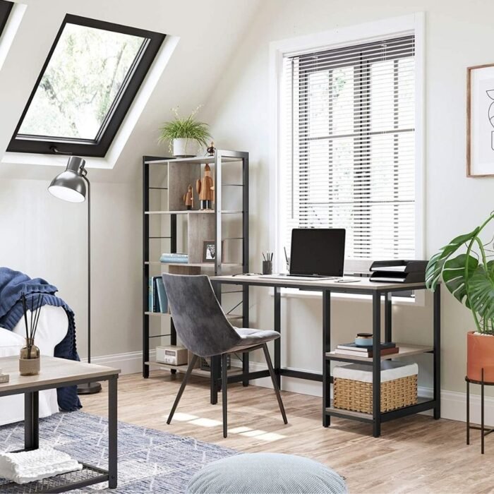 Multipurpose Wood Finish Computer Study Desk Provides 2 Tier Storage - Image 1