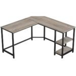 Double Cross L Shaped Workstation Of Engineering Wood Metal Table - Image 2