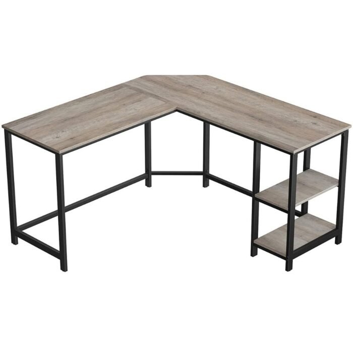 Double Cross L Shaped Workstation Of Engineering Wood Metal Table - Image 2