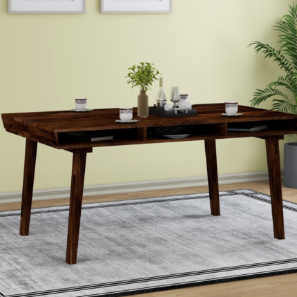 Nantes Solid Dark Walnut Wood 6 Seater Dining Table