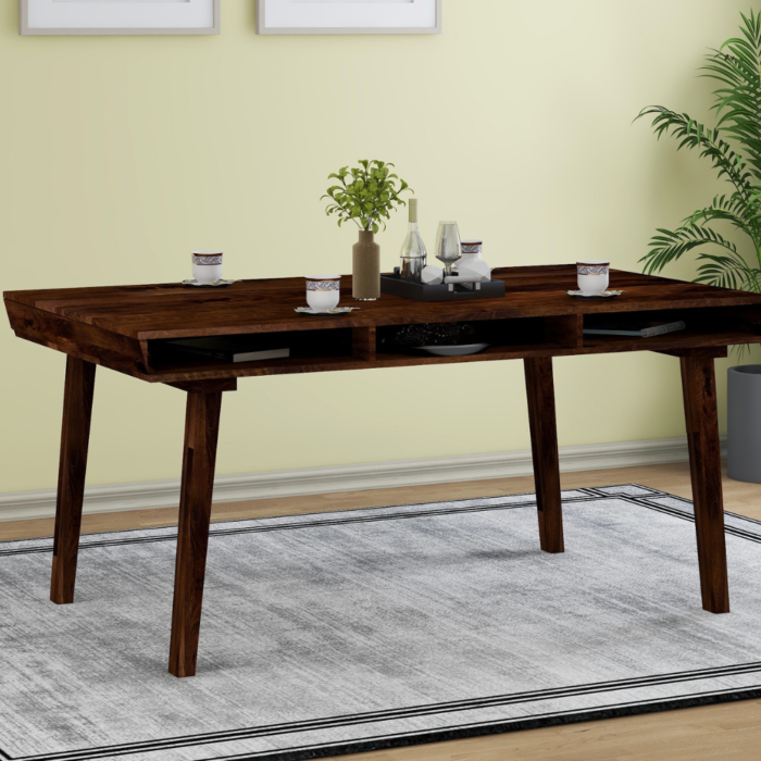 1-2-2.png Nantes Solid Dark Walnut Wood 6 Seater Dining Table - Image 1