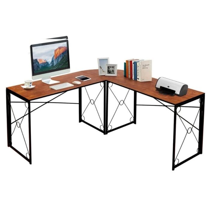 1-24.jpg Modern Double Cross L Shaped Computer Desk Made Of Engineering Wood Metal - Image 7