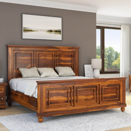 King Size Sheesham Bed | Pecos Mission Solid Wood Double Bed