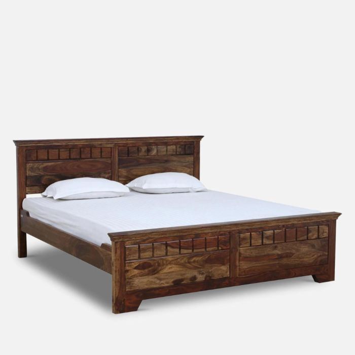 2-1-1.png Majestica Solid Wood King Size Bed In Provincial Teak Finish | Sheesham Bed - Image 2