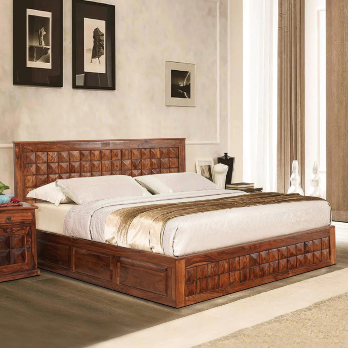 2-1.png Aragorn Solid wood King Size Bed with Storage | Sheesham Beds - Image 2