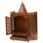 Hand Carved Mango Wood Small Temple with One drawer - Image 2