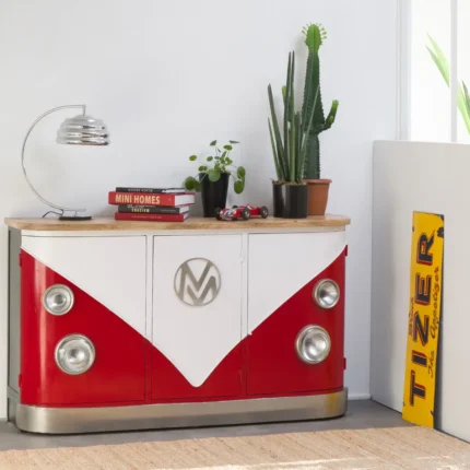 Priti Red sideboard with mango wood top